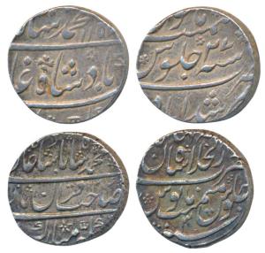 Muhammad Shah, Silver Rupee (2), Murshidabad Mint, AH 1157/27; Dar-ul-Khilafat Shahjahanab