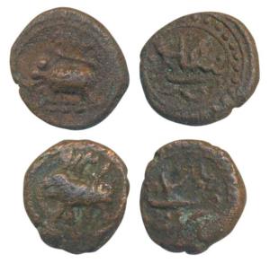 Tipu Sultan, Copper 1/8 Paisa, 1.38g & 1.36g, Bengalur Mint, AM 1219; Patan, AH 1219, (KM 