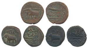 Tipu Sultan, Copper ½ Paisa (3), 5.66g, 5.52g, 5.82g, Bengalur Mint, AM 1218; Farukhyab Hi