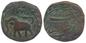 Tipu Sultan, Copper ½ Paisa, 5.7g, Farukhyab Hissar Mint, AM 1218, corded border on both s