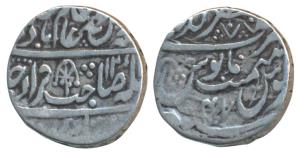 Muzaffargarh Mint, Silver Rupee, 10.71g, in the name of Shah Alam II, AH 12XX/47, a differ