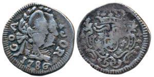 Goa, Maria I & Pedro III (1777-1786 AD), Silver ½ Pardao, 2.66g, 1786, obv. conjoined bust