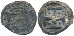 Diu, Pedro IV (1798-1834 AD), Zinc 5 Bazarucos, 5.86g, obv.crowned arms, rev. date within 