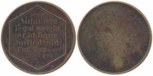 Farrukhabad, Copper weight of a Rupee, 11.1g, Minimum legal weight of oblique milled old F