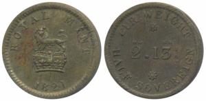 Current Weight of Half Sovereign, George IV period (1820-1830 AD), 2 DW & 13 1/8 Grains, e