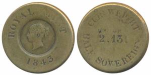Current Weight of Half Sovereign, Victorian period (1837-1901 AD), 2 DW & 13 1/8 Grains, e