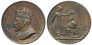 Edward VII Coronation Medal, Copper, obv. bust of the Emperor to left, date 1902 below, re