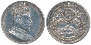 Edward VII Coronation Medal, Silver, obv. bust of the ruler to right, rev. coat of arms wi