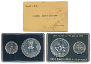 1972 Uncirculated Set, 25th Anniversary of Indian Independence, set of 2, 50 Paise and Rup