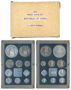 1975 Proof Set, Equality Development Peace, set of 10, 1 Paisa to Rupees 50. In immaculate