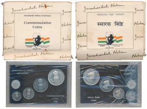 1989 Proof Set, Jawaharlal Nehru Centenary, set of 4, Rupee 1 to 100. Within original pack