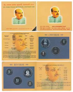 2001 Uncirculated Set, Dr. Syama Prasad Mookerjee, set of 3, Rupees 10 to 100. In immacula