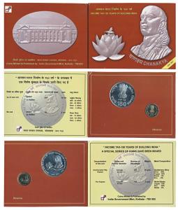 2010 Uncirculated Set, Income Tax 150 years of building India, Chanakya, set of 2, Rupees 
