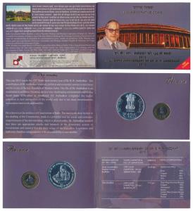 2015, Uncirculated Set, 125th Birth Anniversary of Dr. B.R. Ambedkar, set of 2, Rupees 10 