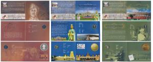 All commemorative coins in mint packaging, all Rupees 5, 2007, Shaheed Bhagat Singh Birth 