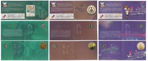 All commemorative coins in mint packaging, all Rupees 5, 2010, Platinum Jubilee of Reserve