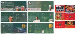 All commemorative coins in mint packaging, all Rupees 5, 2012, Silver Jubilee of Shri Mata