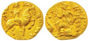Guptas, Kumaragupta I (c. 414-455 AD), Gold Dinar, 8.09g, ‘Horseman’ type, obv. king nimba