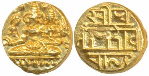 Vijayanagar Empire, Devaraya I (1406-1422 AD), Gold Pagoda, 3.41g, obv. Shiva-Parvati seat