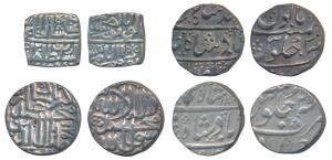 Silver (4), Akbar Agra (mint name off flan) Mint; Maratha, Muhammad Shah mint name off fla