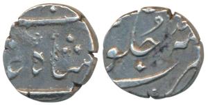 Shah Jahan III (AH 1173-1174; 1759-1760 AD), Silver ½ Rupee, 5.7g, Surat Mint, RY Ahd (KM 
