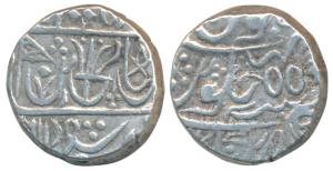 Garhakota Mint, 10.9g, in the name of Shah Alam II, Pataka (flag) and Trishul as mint mark