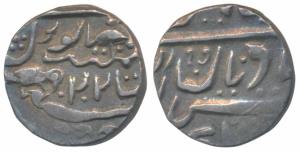 Ranjit Singh (AH 1263-1281; 1846-1864 AD), Silver ½ Rupee, 5.26g, in the name of Queen Vic