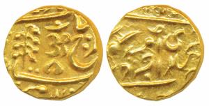 Umaid Singh (VS 1975-2004; 1918-1947 AD), Gold Mohur, 11g, with the name of George V, Om i