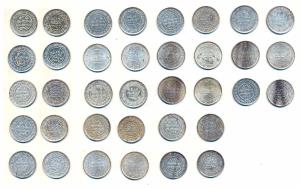 Khengarji III, Silver 5 Kori (18), with the name of George V, many different dates, VS/AD 