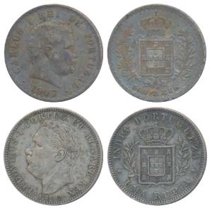 Luiz I (Ludwig), Silver Uma Rupia / Rupee, 1882; Portuguese, Carlos I, Silver 500 Reis, 19