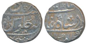 Mumbai Mint, Silver Rupee, 11.5g, in the name of Alamgir II, a big flower in the seen of J
