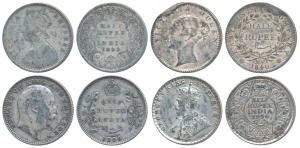 Silver ½ Rupee (4), Victoria, 1840, continuous legend; 1899 Inverted ‘B’; Edward 1909; Geo