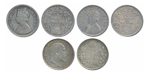 Victoria Queen, Silver 2 Annas, 1862, Calcutta Mint, No Mint mark; Edward VII, Silver 2 An