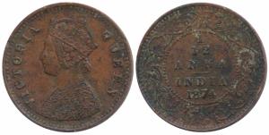 Victoria Queen, Copper 1/12 Anna, 1874, Calcutta Mint (Prid 783). About Extremely Fine, Ra