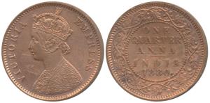 Victoria Empress, Copper ¼ Anna, 1880, Calcutta Mint, C below date on center bead, (Prid 6