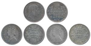 Victoria Empress, Silver 2 Annas, 1881, Calcutta Mint, B / II / C incuse, (Prid 496); 1882