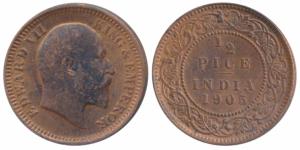 Edward VII, Copper ½ Pice, 1905, Calcutta Mint (Prid 738). About Uncirculated.