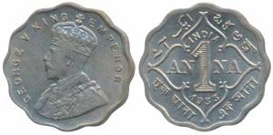 George V, Cupro-Nickel Anna, 1933, Calcutta Mint, (Prid 937). About Uncirculated.