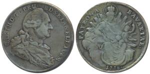 Germany, Bavaria, Thaler Charles Théodore, Silver Thaler, 27.6g, Munich Mint, rev. seated 