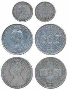 Great Britain, Victoria Queen, Silver Florin / 2 Shillings, 1887, (KM 762); Victoria, Silv