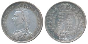 Great Britain, Victoria, Silver ½ Crown, Jubilee Bust, rev. crowned arms within order chai