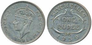 Seychelles, George VI, Half Silver Rupee, 11.66g, 1939, (KM 4). Very Fine+, Scarce.