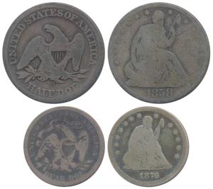 United States of America, Silver ½ & ¼ Dollar, the first New Orleans Mint, obv. seated lib
