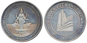 The Native Share & Stock Brokers Association, Silver Medal, 150g, obv. Laxmiji standing on