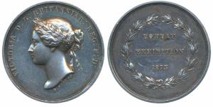 Bombay Exhibition Silver Medal, obv. young bust of Victoria wearing a chaplet of laurels w