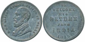 Albert Edward Prince of Wales, obv. bust of the prince to left, rev. To Welcome His Return