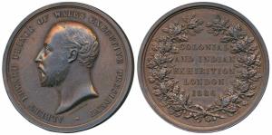 Colonial and Indian Exhibition, London 1886, Copper Medal, 78.95g, obv. bust of Albert Edw