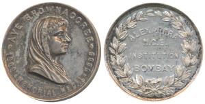 Ave Bhownaggree Memorial Medal, 1869-1888, Silver, obv. bust of the Parsi lady to right, r