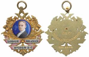 Masonic Medal, Gold, 16.33g, Lodge Beaman, No. 1069.S.C. rev. Brother Sorab N. Ghandhi, ni