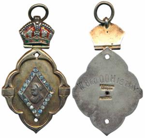 Masonic Medal, Silver, obv. bust of Victoria within a frame of diamonds, surmounted by a c